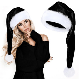 Chapeau de Père Noël en fausse fourrure rouge avec bordure blanche, chapeau de fête de Noël en peluche réglable pour adultes, unisexe, tenue festive d'hiver - Product Image 2