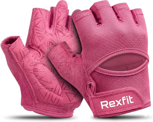 Rexfit Sports Half Finger Fitness Gloves Green PU Leather <b>Adjustable</b> Wrist <b>Strap</b> Gym Weight Lifting Unisex Gloves For Men's - Product Image 5