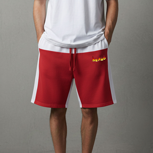 Fashionable 100% Cotton Canvas Solid Men's Gym Shorts High Street Style Side Pockets Boxy Fit Breathable <b>Elastic</b> Waist Quick Dry - Product Image 1