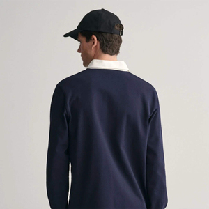 Men's Navy Long Sleeve Polo <b>Shirt</b> Cotton Poplin Casual Button Down <b>Collar</b> Spring Wear - Product Image 4