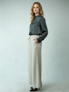 Overol Elegante de Pierna Ancha con Tela Lurex, Cintura Alta y Elástica para Mujer, Pantalones Largos Casuales - Product Image 6