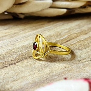 Unique Design Boho Geometric <b>Garnet</b> <b>Ring</b> Tribal Brass <b>Rings</b> for Women 18k Gold Plated Triangle Chakra <b>Ring</b> for Wholesale/OEM/ODM - Product Image 2