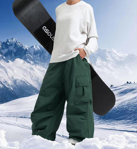 Pantalones de Nieve Impermeables Unisex Verde Oscuro con Cintura Elástica y Cierre de Botones para Esquí y Snowboard para Adultos - Product Image 3