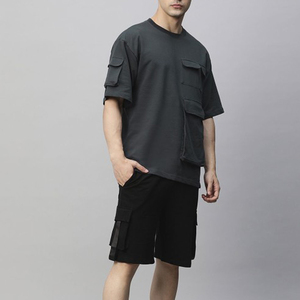 Trending Custom Logo Men Short <b>Set</b> 2 Piece <b>Jogger</b> <b>Set</b> Breathable Cotton Men's Summer Tracksuit <b>Matching</b> <b>Set</b> Causal Design - Product Image 4
