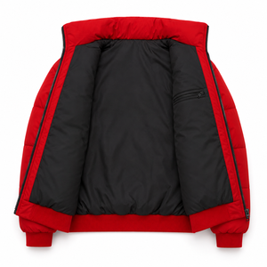 Veste matelassée rouge pour homme, col montant, fermeture éclair, coupe-vent, rembourrage en polyester, manteau décontracté d'hiver - Product Image 5