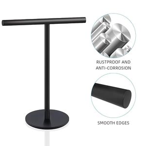 Toallero de Metal Negro Independiente, Diseño Minimalista, 1 Barra, Soporte Móvil para Toallas de Baño - Product Image 2