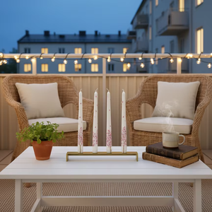 Ensemble de 4 bougies coniques artisanales en cire de soja et paraffine, sans fumée, parfum lavande, pour la décoration de Noël et l'hiver – Élégance Fleur de Cerisier - Product Image 2