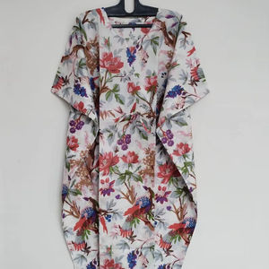 ชุดคลุมชายหาดผ้าฝ้ายทำมือลายพิมพ์นก น้ำหนักเบา สไตล์โบโฮ - Product Image 1