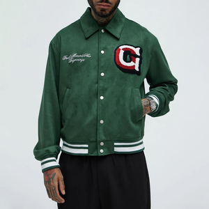 Veste universitaire tendance pour hommes, best-seller, couleur unique, streetwear universitaire, veste Letterman - Product Image 1