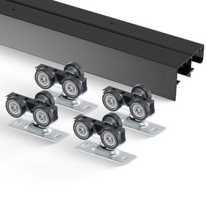 ชุดอุปกรณ์ฮาร์ดแวร์ประตูบานเลื่อนแบบ Heavy Duty ขนาด 4 ฟุต ทำจากอลูมิเนียมอัลลอยด์ พร้อมบานเลื่อนแบบ Fin สำหรับตู้เสื้อผ้าขนาด 4 ฟุต - Product Image 1