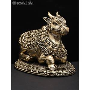 Petite statue en laiton de Nandi-Vahana du seigneur Shiva Sculpture superfine - Product Image 3