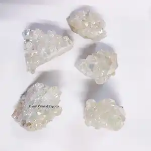 Natürlicher weißer Engel Aura Kristall cluster Galvani sierter titan beschichteter klarer Quarz cluster für Geschenk Kaufen Sie bei Planet Crystal Ex