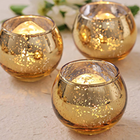 Bocal à bougie en verre décoratif en forme de bol, couleur or, vide, pour décoration intérieure, utilisation sur table, table à manger, mariage, fête, événement festif