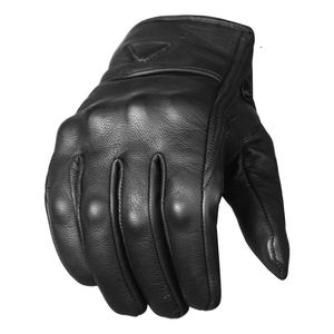 ถุงมือหนังแท้สไตล์วินเทจสำหรับขี่มอเตอร์ไซค์แบบเต็มนิ้ว สีดำ พร้อมแผ่นยางป้องกัน รองรับการใช้งานหน้าจอสัมผัส - Product Image 6