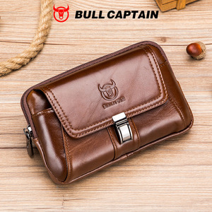 BULLCAPTAIN Genuine Leather Small Waist Bag <b>for</b> <b>Men</b> Casual Outdoor Fanny Pack Phone <b>Pouch</b> Multifunction Shoulder Crossbody Bags - Product Image 1