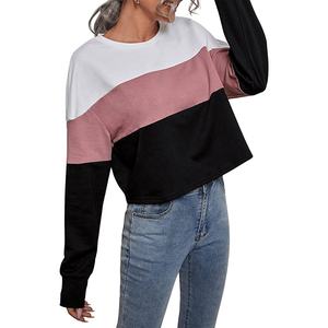 Sudadera de manga larga con cuello redondo y hombros descubiertos para mujer, Jersey holgado de moda con bloque de Color - Product Image 3
