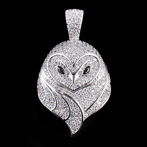 Pendentif en moissanite en forme de hibou, plaqué argent 925, micro-pavé, thème animal, charme de luxe unisexe, à porter au quotidien - Product Image 2