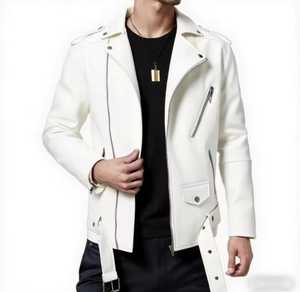 Men's Genuine Leather Moto <b>Jacket</b> Stand Collar Zipper Closure <b>Slim</b> <b>Fit</b> Solid Color Autumn Style Regular Length Waterproof High - Product Image 2
