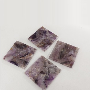 Posavasos Cuadrado de Amatista Chevron Natural, Cristal Morado Pulido a Mano, Decoración de Mesa, Meditación, Reiki, Energía, Feng Shui, Amor - Product Image 2