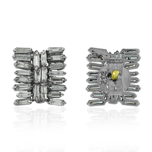 ต่างหูเพชรทรงบาแกตต์ธรรมชาติ ชุบออกซิไดซ์ เงินแท้ 925 แบบกดติด ทำมือ เครื่องประดับคุณภาพสูง ขายส่ง - Product Image 3