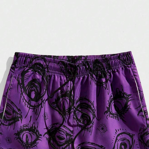 Shorts de sport décontractés pour hommes à séchage rapide avec cordon de serrage et motif imprimé œil, taille mi-haute, en tissu tissé 100 % polyester - Product Image 5