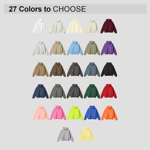 เสื้อฮู้ดโอเวอร์ไซส์แบบยูนิเซ็กซ์ สีพื้น ผ้าฟลีซ 100% ผ้าฝ้าย เสื้อสวมหัวลำลอง ทรงหลวม ใส่ได้ในฤดูหนาว - Product Image 3