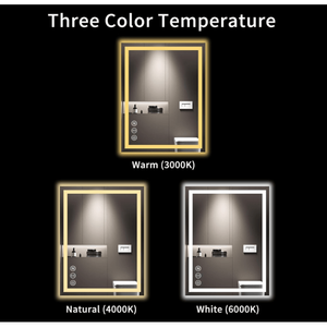 Specchio LED Rettangolare da Bagno con Vetro Temperato, Funzioni Anti-Appannamento e Anti-Rottura, Montaggio a Parete - Product Image 5