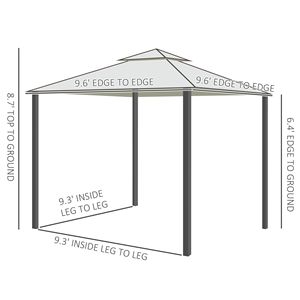 Gazebo a 2 livelli bianco crema 9,6x9,6 con tetto ventilato, rete e fori di drenaggio, zanzariera per feste in patio, ville/cortili - Product Image 3