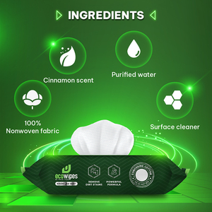 Eco Wipes Powerful Formula Fast-Acting Cinnamon Fragrance Non-Woven Shoe Cleaning Wet Wipes 15x20 Size Household - Product Image 4