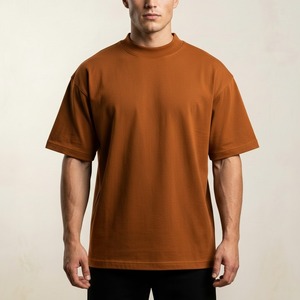 เสื้อยืดคอกลมแขนสั้นทรงปกติสำหรับผู้ชาย สีมัสตาร์ด ผ้าเจอร์ซีย์คอตตอน 100% สไตล์ลำลอง ปรับแต่งได้ ด้านหน้าผ้าถักระบายอากาศ - Product Image 1