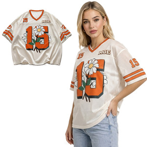 Jersey de Fútbol Americano para Mujer con Diseño Floral, Transpirable, de Malla de Poliéster, Cuello en V, Corte Regular, Ropa de Equipo, Fabricación Personalizada - Product Image 1