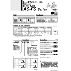 อุปกรณ์ควบคุมความเร็วลม AS2052FS-06ชิ้นส่วนนิวเมติก SMC - Product Image 2