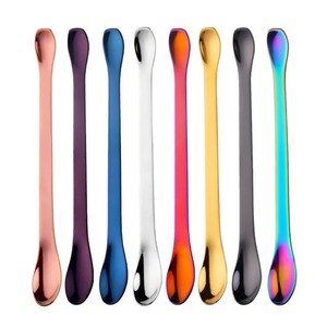Cuchara de Doble Punta de Acero Inoxidable Premium, Superficie Plateada Brillante Tipo Espejo, Curva Suave, Material Grueso, Agarre Ergonómico, CE - Product Image 3