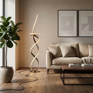 Handcrafted Gold Metal Shade Nordic Floor Lamp Modern Artistic Vertical Tube Standing <b>Light</b> App Touch <b>Sensor</b> Control Wedding - Product Image 2