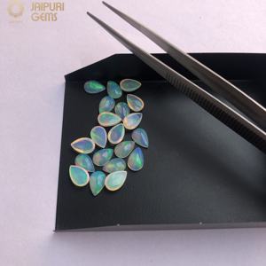 Ópalo Etíope Natural en Forma de Pera, Cabujón de Gema de Base Plana, 7mm 8mm 9mm, Cristal Suelto Calibrado para Fabricación de Joyas - Product Image 1