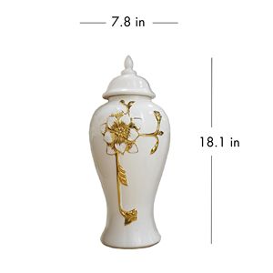Vaso di porcellana in ceramica con effetto vapore barattolo di zenzero con Design fiore d'oro - Product Image 2