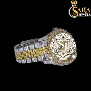 New Arrival Luxury Hip Hop Stainless Steel <b>Watch</b> Two Tone Moissanite Diamond 40mm <b>7</b> Rose Gold Roman Analog 20mm Antique Glass - Product Image 2