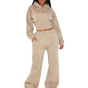 Conjunto de Sudadera Corta y Pantalones Deportivos de Cintura Alta para Mujer, Traje de 2 Piezas con Cremallera, Logotipo Personalizado, Venta al Por Mayor OEM - Product Image 5