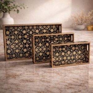 Artículo de Servicio de Madera con Diseño Marroquí, Recubierto de Esmalte, Impermeable, Tamaño Estándar, Material de Primera Calidad, para Uso en el Hogar y la Oficina - Product Image 4