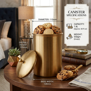 Handcrafted Brass <b>Storage</b> Canister with Lid Metal <b>Kitchen</b> <b>Storage</b> <b>Jar</b> Decorative Countertop Container <b>for</b> Tea Coffee Sugar - Product Image 5