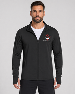 Chaqueta Deportiva Negra con Cierre para Hombre, Corte Regular, Color Sólido, Transpirable, de Poliéster Tejido, Estilo Casual Otoñal, con Logotipo Frontal - Product Image 3