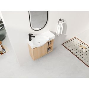 Mobile bagno sospeso da 26 pollici con lavabo in ceramica bianca e anta con chiusura ammortizzata, imballaggio KD - Product Image 6