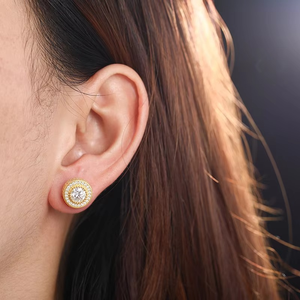 Boucles d'oreilles classiques à clous en diamant rond plaqué or 18 carats pour femmes, bijoux à porter au quotidien, tous les designs sont nouveaux, Ramdut Impex RD Ear 0064 - Product Image 1