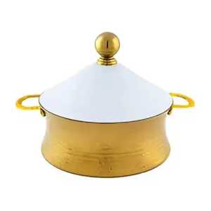 Olla de lujo dorada con efecto martillado y aislamiento térmico, tapa cónica alta con remate de bola, cacerola real premium, calentador de alimentos para buffet - Product Image 1