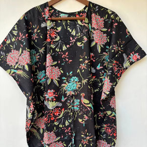 Nuevo Kaftán Naaz Textile con Estampado Animal, Cuello en V, Cordón Ajustable, Manga Corta, Corte Evase, Estilo Indio, 100% Algodón Suave, con Encaje, para Mujer - Product Image 1