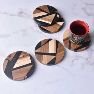 Resin Pine Tea Cup <b>Coaster</b> Set Accessories Household Solid Wood Heat Insulation Non-slip Mat Kitchen <b>Drink</b> Bottle <b>Coaster</b> - Product Image 1