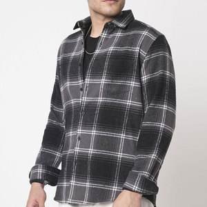 Chemises en flanelle à carreaux épais pour hommes, en coton/polyester et fibre de bambou tricotées, à manches longues et boutonnées, collection Printemps, promotion exceptionnelle - Product Image 3