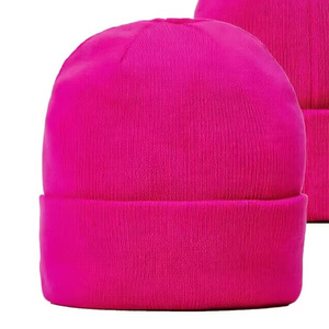 Bonnet en tricot côtelé lisse pour hommes et femmes, avec revers plié, uni, doux, décontracté, pour l'hiver, usage extérieur, vente en gros, fournisseur d'usine personnalisé - Product Image 2