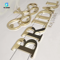 Letrero 3D de Acero Inoxidable Espejo de Alta Calidad, Sin Iluminación, Brillante, con Letras en Relieve, para Nombre de Marca, Empresa, Estudio o Negocio