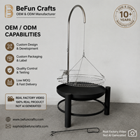 Barbecue suspendu réglable avec trépied, foyer, grille de cuisson pivotante en acier inoxydable, brasero extérieur robuste pour charbon de bois